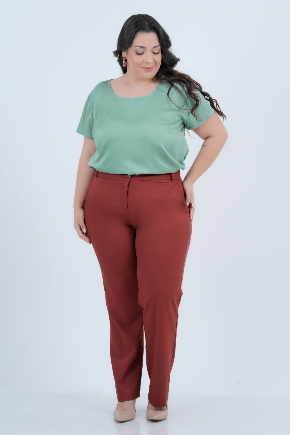 Blusa Plus Size Feminio Manga Curta Piazza