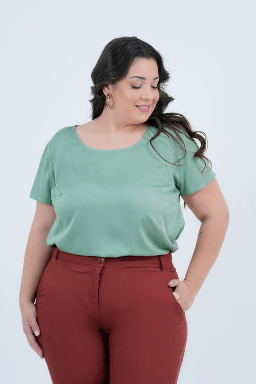 Blusa Plus Size Feminio Manga Curta Piazza