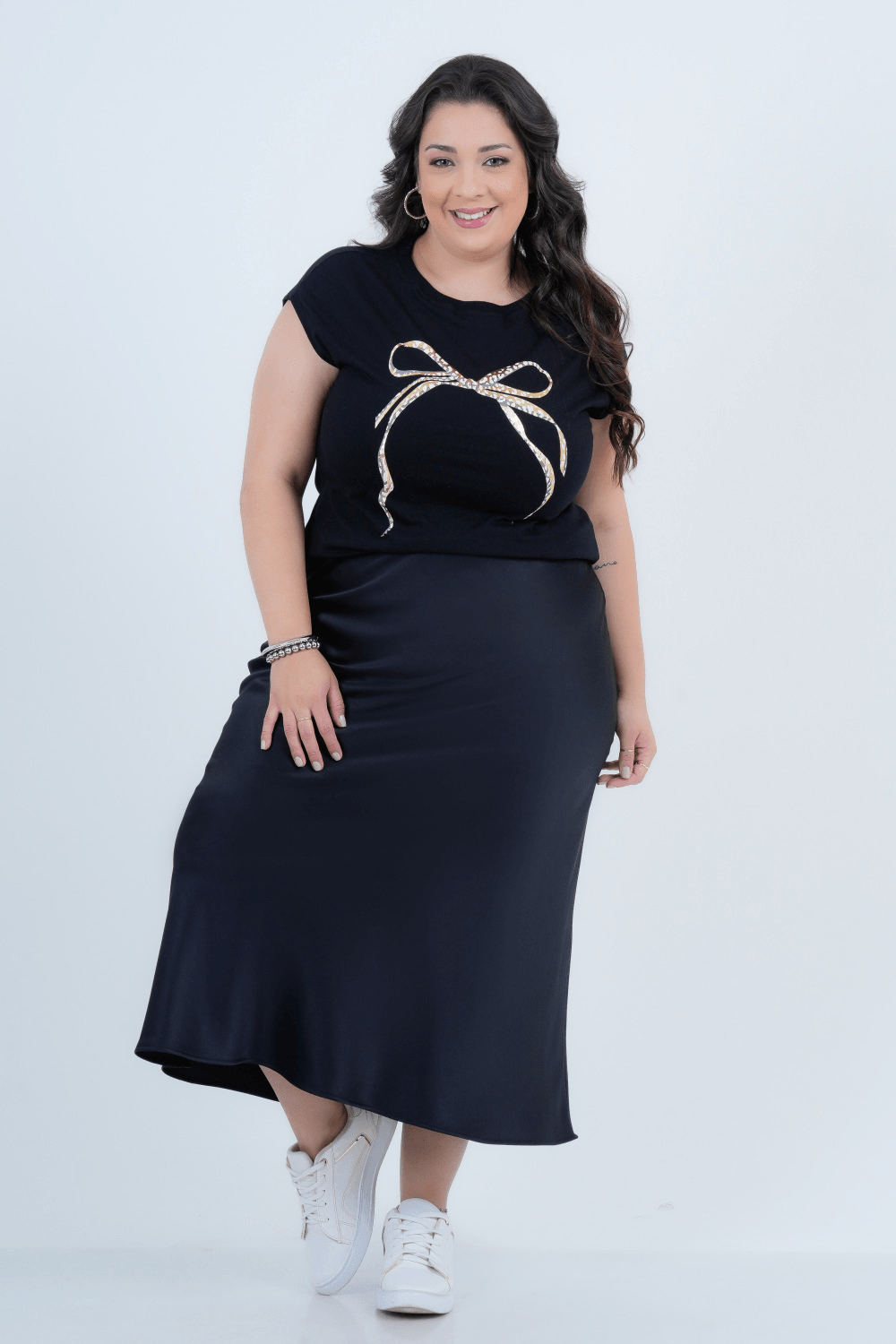 Blusa Plus Size Feminino Manga Curta Laccio