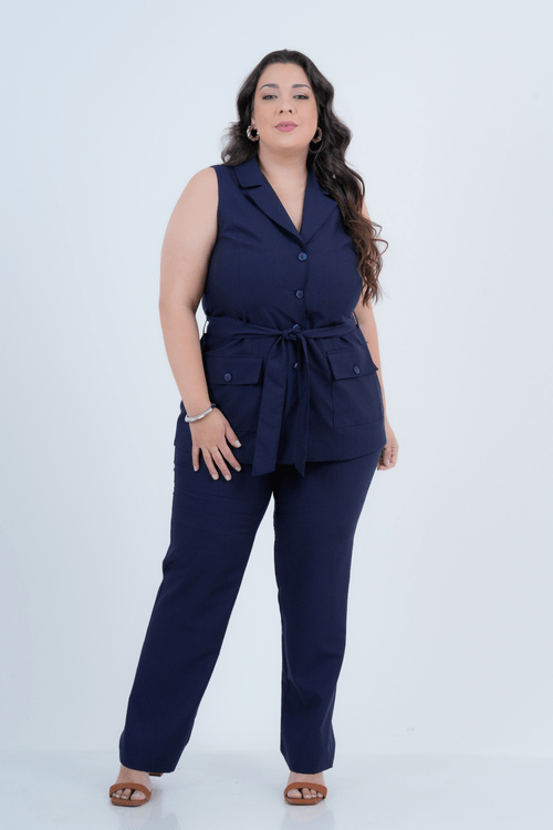 Colete Plus Size Feminino Alfaiataria Bolonha