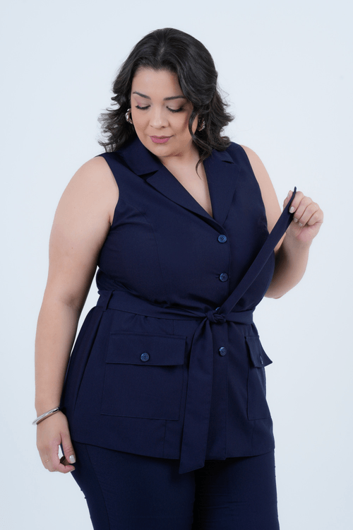 Colete Plus Size Feminino Alfaiataria Bolonha