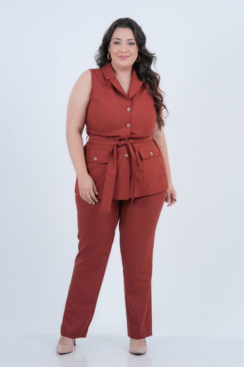 Colete Plus Size Feminino Alfaiataria Bolonha