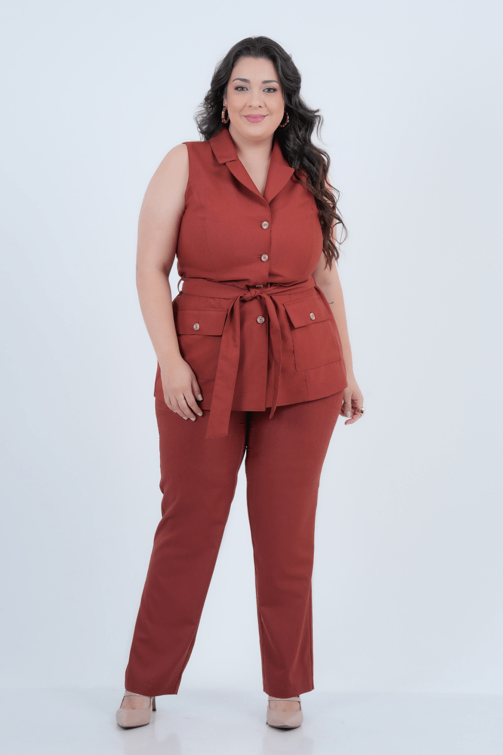 Calça Plus Size Feminino Reta Alfaiataria Bolonha