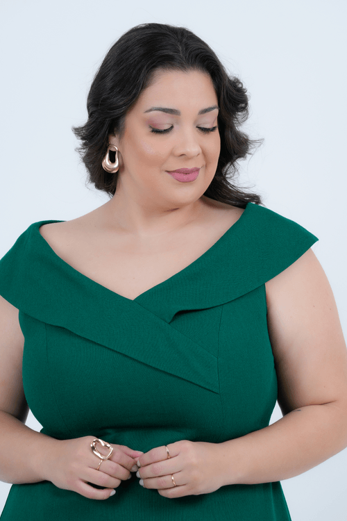 Vestido Plus Size Feminino Midi Linho Mônaco