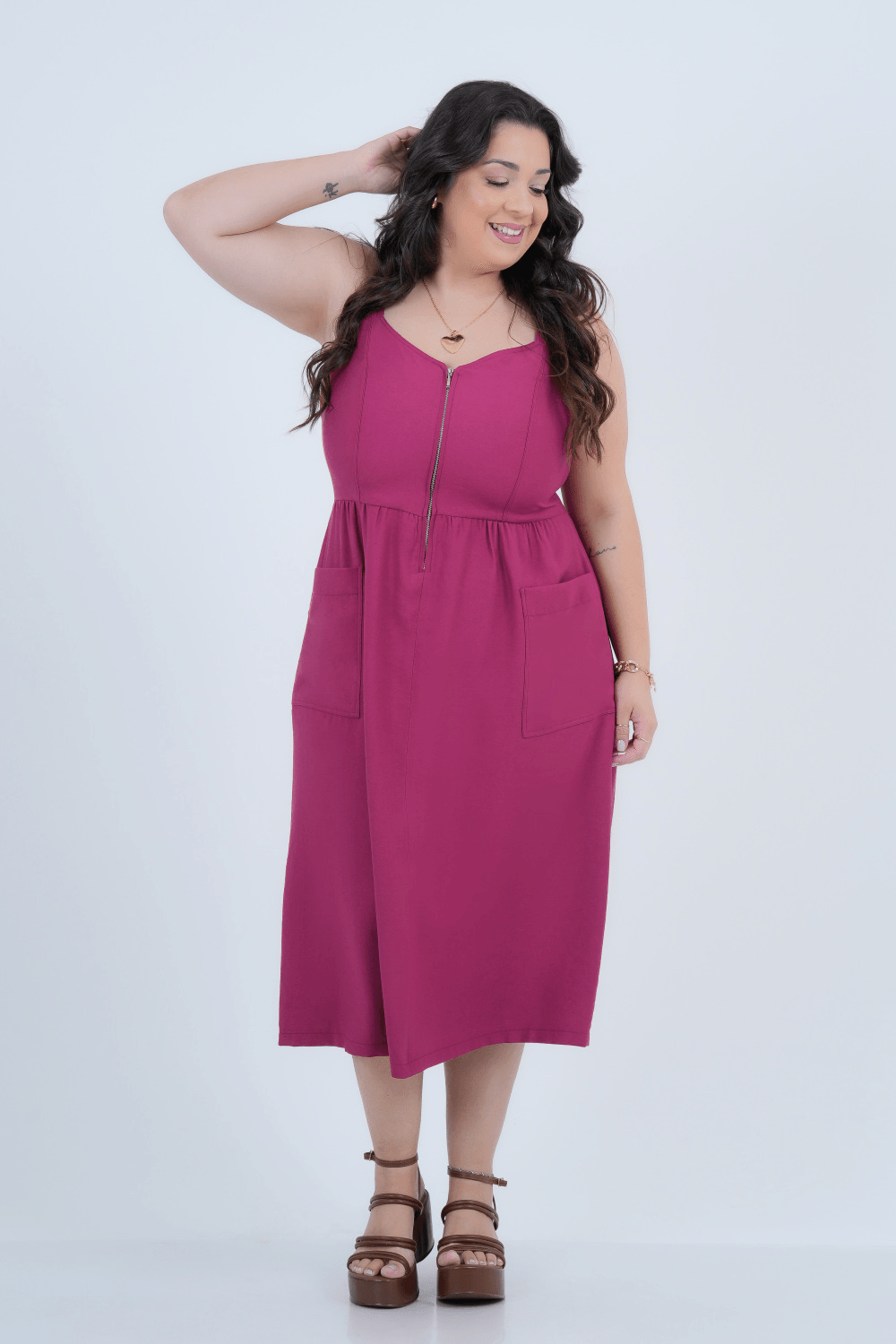 Vestido Plus Size Feminino Midi Basilicata