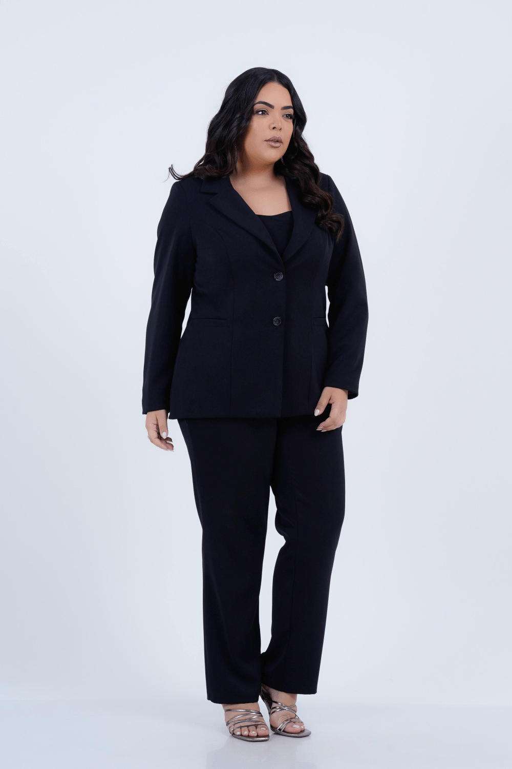 Blazer Plus Size Feminino Manga Longa Alfaiataria Maloni