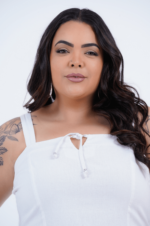 Vestido Plus Size Feminino Curto Linho Giorgia