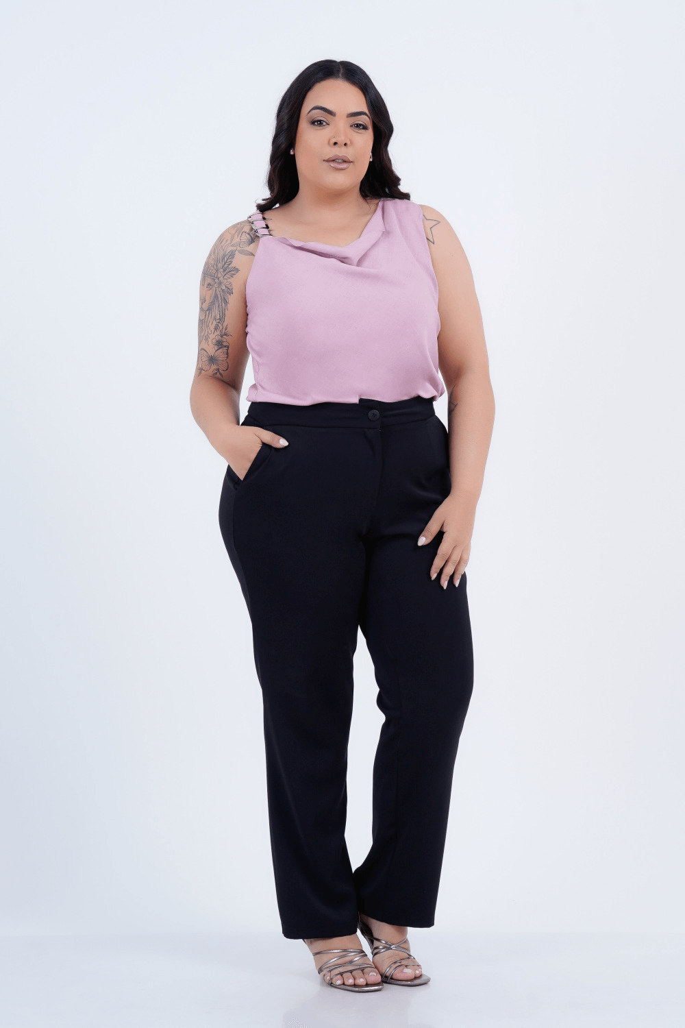 Regata Plus Size Feminino Linho Leggero