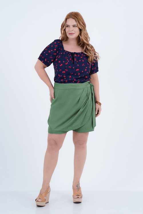 Blusa Plus Size Feminino Manga 3/4 Fruto