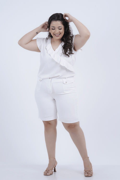 Blusa Plus Size Feminino Manga Curta Metalic