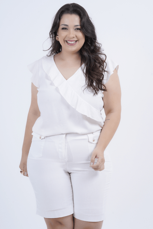 Blusa Plus Size Feminino Manga Curta Metalic