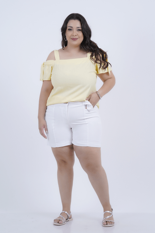 Shorts Plus Size Feminino Linho Bianco