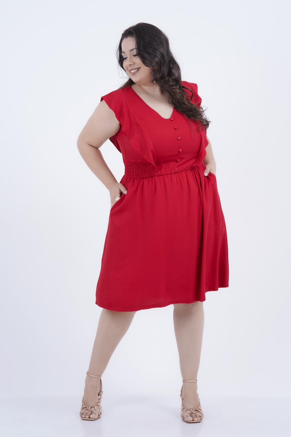 Vestido Plus Size Feminino Médio Barolo