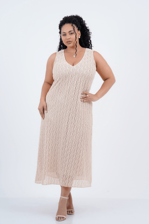 Vestido Plus Size Feminino Maxi Renda Sardenha