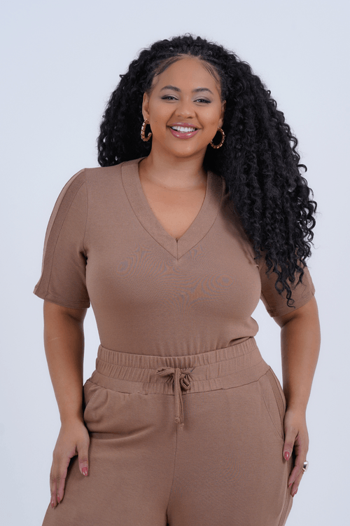 Blusa Plus Size Feminino Manga Curta Comodità