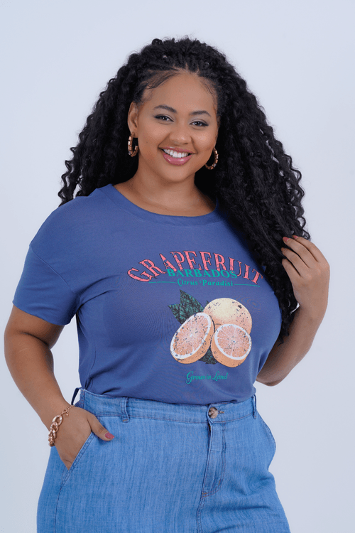 Blusa Plus Size Feminino Manga Curta Grapefruit