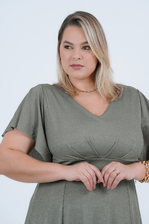 Vestido Plus Size Feminino Midi Foil Luminositá
