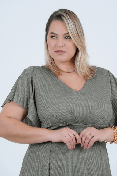 Vestido Plus Size Feminino Midi Foil Luminositá
