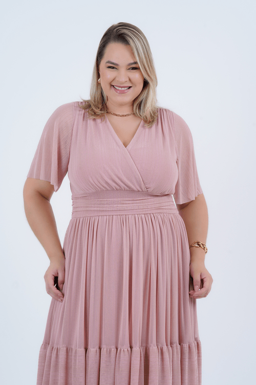 VESTIDO PLUS SIZE FEMININO MAXI TULE ELEGANZA