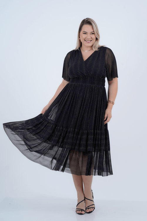 VESTIDO PLUS SIZE FEMININO MAXI TULE ELEGANZA