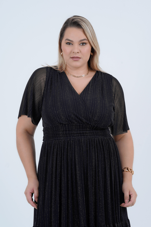 VESTIDO PLUS SIZE FEMININO MAXI TULE ELEGANZA