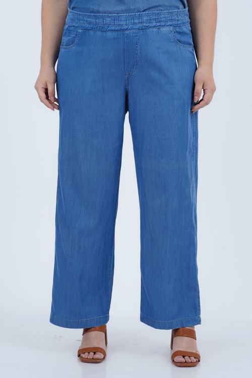 Calça Plus Size Feminino Pantalona Jeans Bari