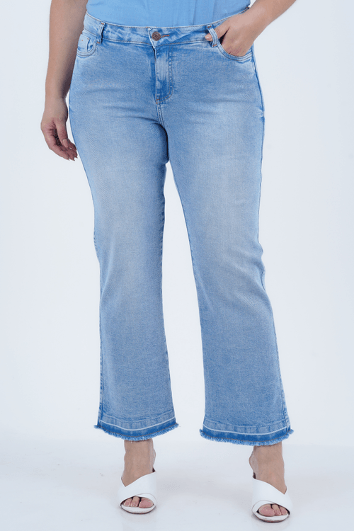 Calça Plus Size Feminino Jeans Reta Nuvola