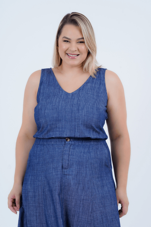 Regata Plus Size Feminino Jeans Libertà