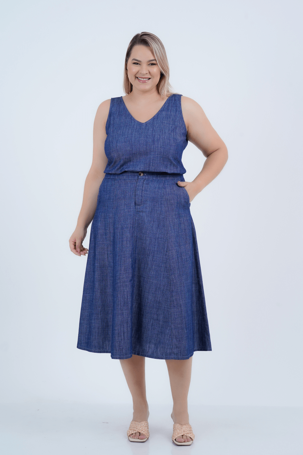Regata Plus Size Feminino Jeans Libertà