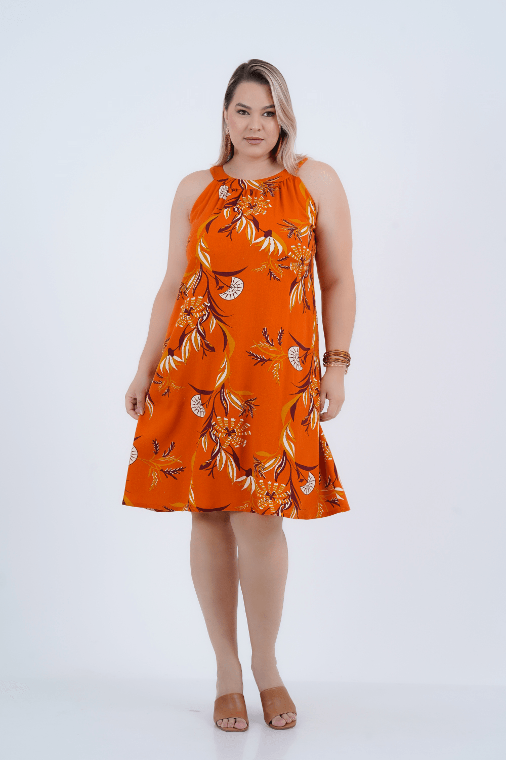 VESTIDO PLUS SIZE FEMININO LINHO MÉDIO LAZISE