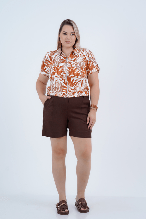SHORTS PLUS SIZE FEMININO LINHO TERRACINA