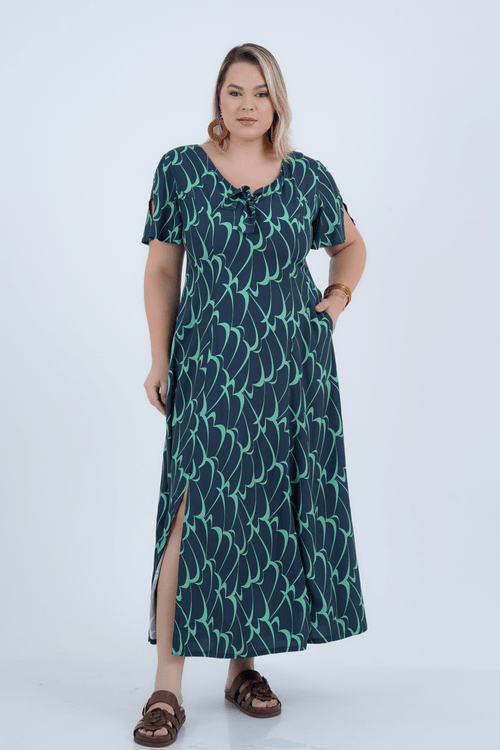 VESTIDO PLUS SIZE FEMININO LONGO GERACE