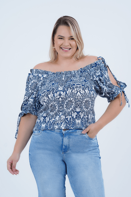 BLUSA PLUS SIZE FEMININO MANGA 3/4 LAVINIA