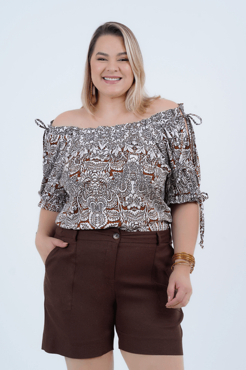 BLUSA PLUS SIZE FEMININO MANGA 3/4 LAVINIA