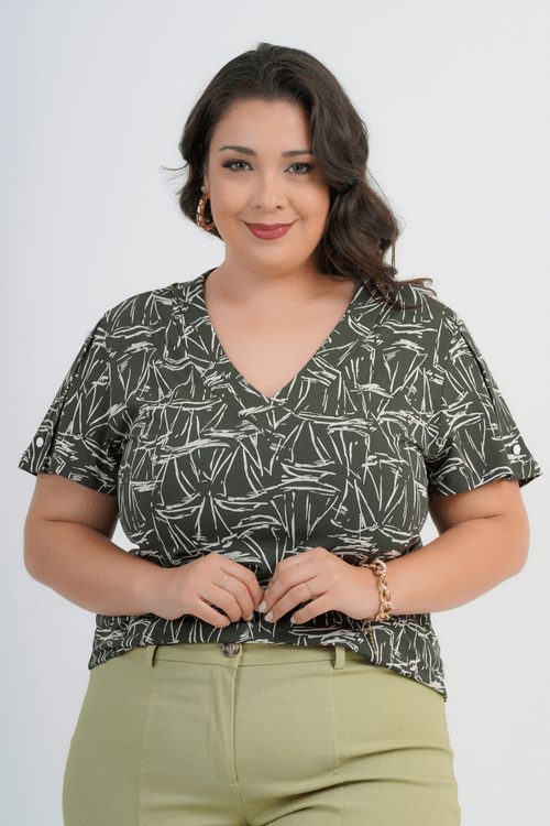 BLUSA PLUS SIZE FEMININO MANGA CURTA NAVIGARE
