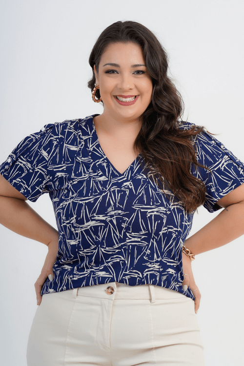 BLUSA PLUS SIZE FEMININO MANGA CURTA NAVIGARE