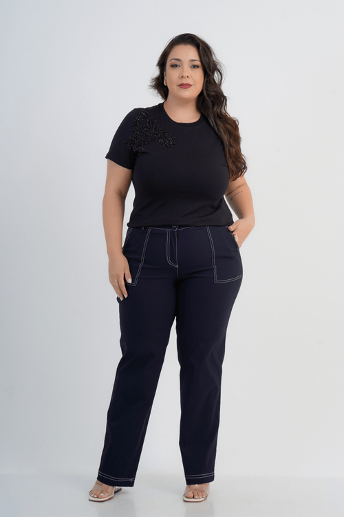 Calça Plus Size Feminino Reta Alfaiataria Notte