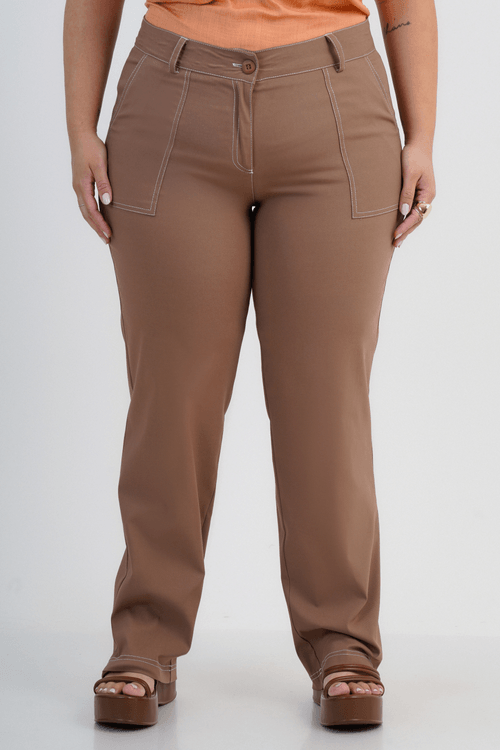 Calça Plus Size Feminino Reta Alfaiataria Notte