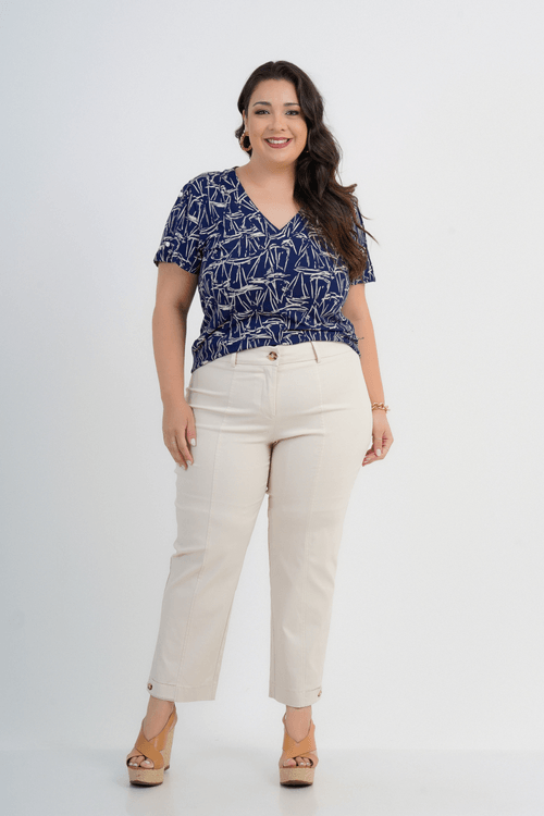 CALÇA PLUS SIZE FEMININO ALFAIATARIA CROPPED EMILIA