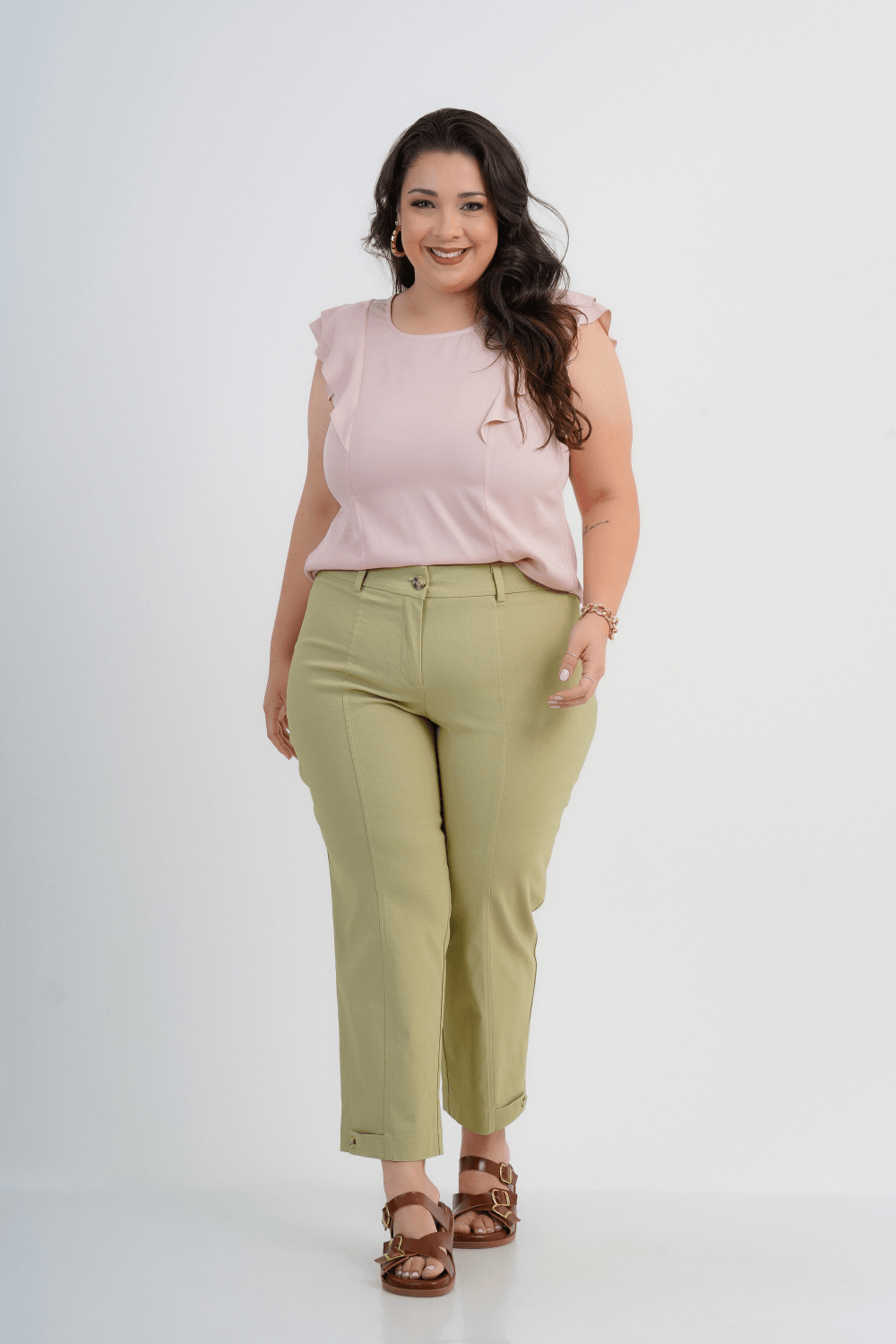 CALÇA PLUS SIZE FEMININO ALFAIATARIA CROPPED EMILIA