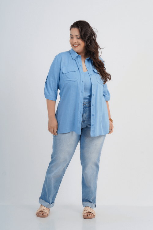 Calça Plus Size Feminino Cropped Jeans Villaggio