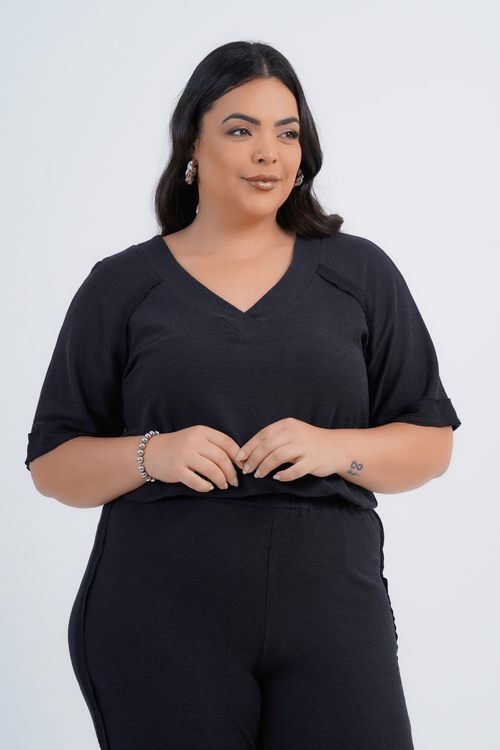 BLUSA PLUS SIZE FEMININO MANGA CURTA TURQUIA