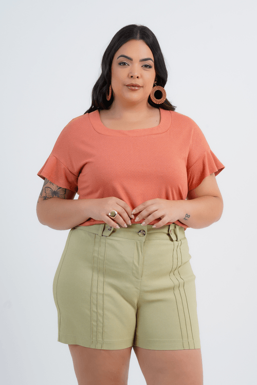 BLUSA PLUS SIZE FEMININO MANGA CURTA ZANZIBAR