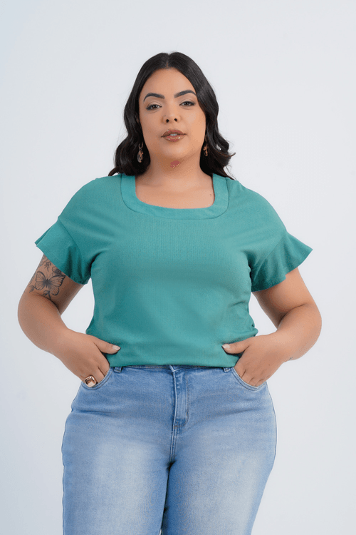 BLUSA PLUS SIZE FEMININO MANGA CURTA ZANZIBAR