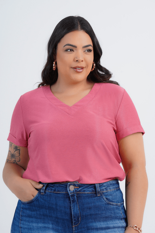 BLUSA PLUS SIZE FEMININO MANGA CURTA SPORTING