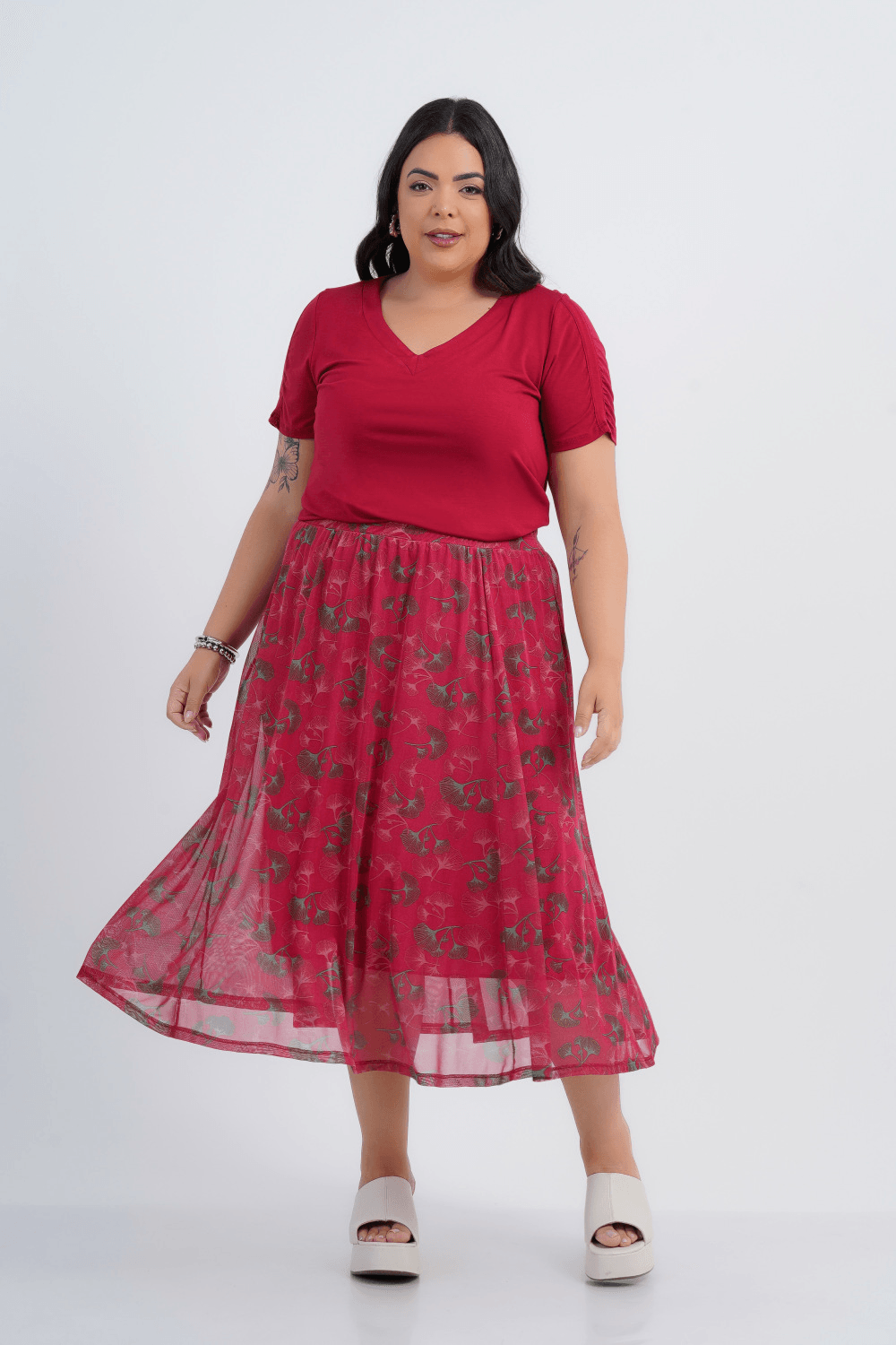 BLUSA PLUS SIZE FEMININO MANGA CURTA ARIA