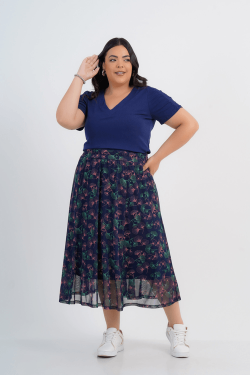 BLUSA PLUS SIZE FEMININO MANGA CURTA ARIA