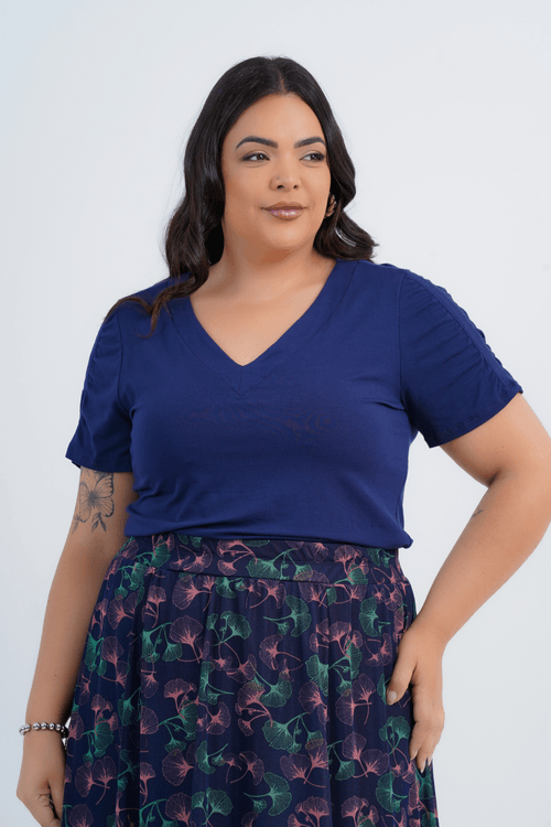 BLUSA PLUS SIZE FEMININO MANGA CURTA ARIA