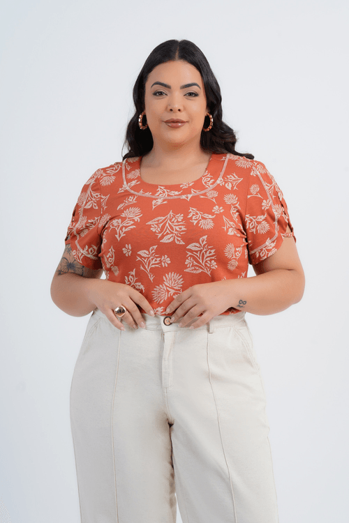 BLUSA PLUS SIZE FEMININO MANGA CURTA RAMI