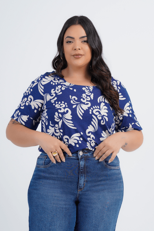 BLUSA PLUS SIZE FEMININO MANGA 3/4 SOFT